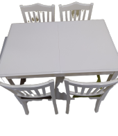 Masa ÇITALI Tk 13548 Kayın Torna Ayak sandalye açıl masa Parlak beyaz Lake Elyapı thumbnail 2