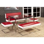 Masa LOCA BANK 13867 köşe Model Metal Nikelaj Suni deri kırmızı beyaz Temper Cam - 1