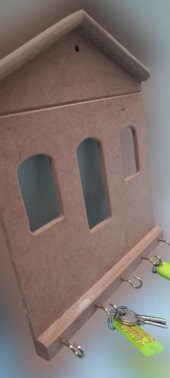 Hobi 90060 Dekoratif Model Anahtarlık Asma Kutu HAM Ahşap MDF El Yapım - 1