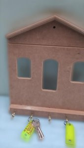 Hobi 90060 Dekoratif Model Anahtarlık Asma Kutu HAM Ahşap MDF El Yapım - 3