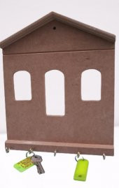 Hobi 90060 Dekoratif Model Anahtarlık Asma Kutu HAM Ahşap MDF El Yapım - 5
