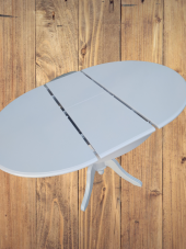 Baba Masa Ihlamur Ayak Açılır Klasik 120cm Ahşap MDF Parlak Beyaz Lake El yapım - 2