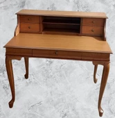 Çalışma masa ST 17345 Klasik Model Kayın Aslan Ayak CEVİZ Eskitme Kulp El Yapım - 6