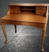 Çalışma masa ST 17345 Klasik Model Kayın Aslan Ayak CEVİZ Eskitme Kulp El Yapım - 9