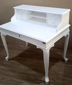 Çalışma Masa 17730 ST Klasik Model Kayın Aslan Ayak Parlak Lake Beyaz Pors Kulp - 9