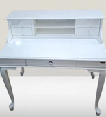 Çalışma Masa 17730 ST Klasik Model Kayın Aslan Ayak Parlak Lake Beyaz Pors Kulp - 4