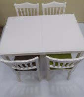 Masa -Sandalye 17864 MUTFAK Klasik model Kayın ayk açıl tabla Parlak beyaz kumaş - 1