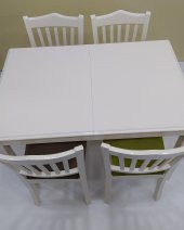 Masa -Sandalye 17864 MUTFAK Klasik model Kayın ayk açıl tabla Parlak beyaz kumaş - 2