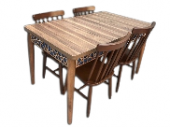 Masa-Sandalye 17910 MOTİF Klasik Model Kayın RETRO Ayak Kafes sandalye ceviz - 4