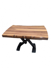 Masa ST 17918 KÜTÜK Ağaç Desen Kelebek Metal Çelik Siyah Ayk Ceviz tabla El yapım - 5