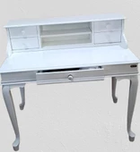 Çalışma Masa 18135 Klasik Model Kayın Aslan Ayak Parlak Beyaz Lake Porselen Kulp - 2