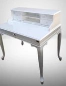 Çalışma Masa 18135 Klasik Model Kayın Aslan Ayak Parlak Beyaz Lake Porselen Kulp - 7