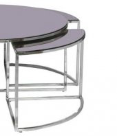 Brc YONCA 17548 Zigon-Orta Sehpa Düz Siyah Temper Cam Metal gümüş renk Kaplama El Yapım - 2