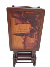 ÇANTA zigon 13692 DİKDÖRTGEN Resimli Model shpa Kayın Parlak Ceviz Natüre El Yapı - 1