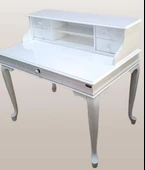 Çalışma Masa 18135 Klasik Model Kayın Aslan Ayak Parlak Beyaz Lake Porselen Kulp - 6