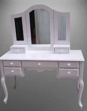 Makyaj Masa 17950 Dresuar 7çekm Klasik Kayın Aslan ayak beyaz lake Kanat ayna - 3
