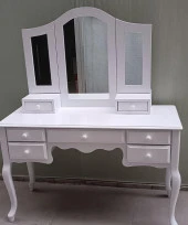 Makyaj Masa 17950 Dresuar 7çekm Klasik Kayın Aslan ayak beyaz lake Kanat ayna - 7