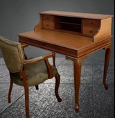 Çalışma Masa Klasik-Berjer 18205 ST Ceviz BabyFace Kumaş Aslan Ayak Eskitme Kulp - 5