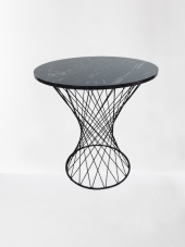 Masa 14574 OPTİMALY POTA Model Metal Çelik Siyah renk Siyah mermer tabla El Yapım - 1