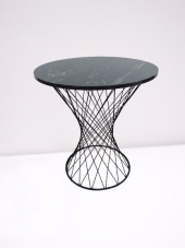 Masa 14574 OPTİMALY POTA Model Metal Çelik Siyah renk Siyah mermer tabla El Yapım - 2