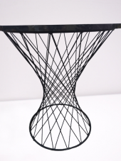 Masa 14574 OPTİMALY POTA Model Metal Çelik Siyah renk Siyah mermer tabla El Yapım - 5