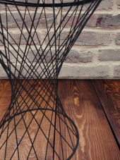 Masa 14574 OPTİMALY POTA Model Metal Çelik Siyah renk Siyah mermer tabla El Yapım - 6