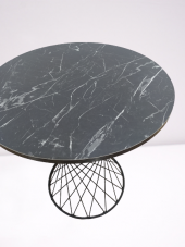 Masa 14574 OPTİMALY POTA Model Metal Çelik Siyah renk Siyah mermer tabla El Yapım - 8