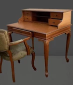 Çalışma Masa Klasik-Berjer 18205 ST Ceviz BabyFace Kumaş Aslan Ayak Eskitme Kulp - 3