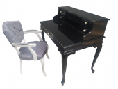 Çalışma masa 18448 ST Klasik Berjer Sandalye Kelebek Siyah Lake Kayın Aslan ayak - 2