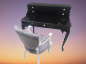 Çalışma masa 18448 ST Klasik Berjer Sandalye Kelebek Siyah Lake Kayın Aslan ayak - 4