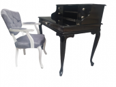 Çalışma masa 18448 ST Klasik Berjer Sandalye Kelebek Siyah Lake Kayın Aslan ayak - 5