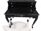 Çalışma Masa-Berjer 18483 ST Sandalye Siyah Lake Keten Aslan Ayak Porselen Kulp - 3