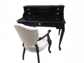 Çalışma Masa-Berjer 18483 ST Sandalye Siyah Lake Keten Aslan Ayak Porselen Kulp - 4