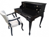 Çalışma Masa-Berjer 18483 ST Sandalye Siyah Lake Keten Aslan Ayak Porselen Kulp - 5