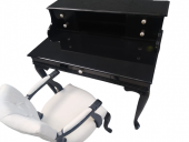 Çalışma Masa-Berjer 18483 ST Sandalye Siyah Lake Keten Aslan Ayak Porselen Kulp - 6