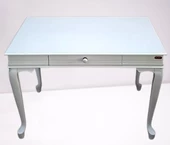 Çalışma Masa ST 19421 Klasik model Kayın Aslan Ayak Beyaz lake boya Porselen Kulp - 10