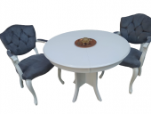 Masa Tk 18546 Model Kayın aslan ayk Kelebek sandaly 2ad Beyaz Açıl tabla El yapım thumbnail 5