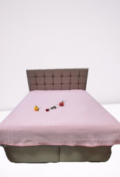 Pike Zmrt 19688 Pudra Pembe Çift Dolgun Malzeme V Çizgi Desen Pamuk Kalın Dokuma - 2