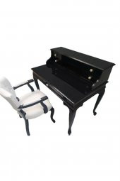 Çalışma Masa-Sandalye 18527 ST Kelebek Siyah Keten Kumaş Aslan ayak Porselen Kulp thumbnail 1