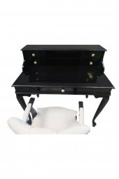 Çalışma Masa-Sandalye 18527 ST Kelebek Siyah Keten Kumaş Aslan ayak Porselen Kulp thumbnail 2