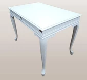 Çalışma Masa ST 19421 Klasik model Kayın Aslan Ayak Beyaz lake boya Porselen Kulp - 3