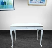 Çalışma Masa ST 19421 Klasik model Kayın Aslan Ayak Beyaz lake boya Porselen Kulp - 5