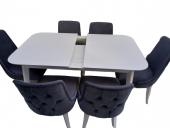 Masa-Sandalye 19429 PAPEL Model Kayın MUZ Ayak Ort Otr Kapitone Lake beyaz Elyapı thumbnail 1