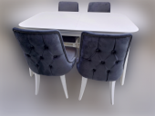 Masa-Sandalye 19429 PAPEL Model Kayın MUZ Ayak Ort Otr Kapitone Lake beyaz Elyapı thumbnail 4