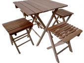 Piknik Masa 19451 Tk Model Kayın Ahşap Torna Nature Vernik Boya Kutu sevk El Yapı - 2