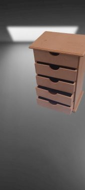 Hobi 90038 Dekoratif Takı Şifonyeri 5 Çekmece Model  HAM Ahşap MDF El yapımı - 3