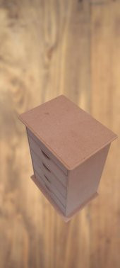Hobi 90038 Dekoratif Takı Şifonyeri 5 Çekmece Model  HAM Ahşap MDF El yapımı - 4