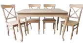 Masa-Sandalye 13594 Çapraz Tk HAM Kayın Klasik Aslan Ayak Açılır Tabla El Yapım - 3