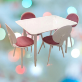 Masa-Sandalye 13572 RETRO Papel Tk model Kayın Retro kaplama Parlak beyaz El Yapı - 2