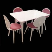 Masa-Sandalye 13572 RETRO Papel Tk model Kayın Retro kaplama Parlak beyaz El Yapı - 3